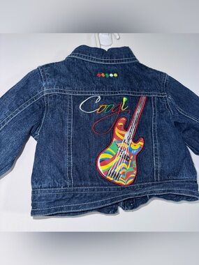 Coogi Baby Denim Jacket 0-6M Rainbow Guitar Embroidered Jean Coat